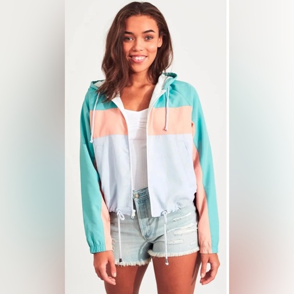 Hollister Teal and Peach Jacket - Picture 1 of 7